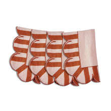 Load image into Gallery viewer, Jardin Embroidered Linen Scalloped Striped Napkins | Set of 4