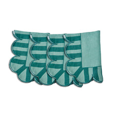 Load image into Gallery viewer, Jardin Embroidered Linen Scalloped Striped Napkins | Set of 4