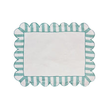 Load image into Gallery viewer, Jardin Embroidered Linen Scalloped Striped Placemats | Set of 4