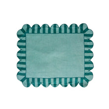 Load image into Gallery viewer, Jardin Embroidered Linen Scalloped Striped Placemats | Set of 4