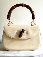 Load image into Gallery viewer, Gucci bag - Bamboo Top handle in White Calf with strap